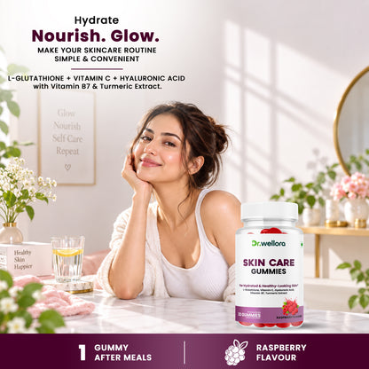Skin Care Gummies with Glutathione, Vitamin C & Hyaluronic Acid – Hydration & Healthy-Looking Skin Support