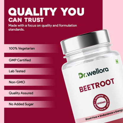 Beetroot Capsules with Beetroot Extract, Grape Seed & L-Arginine – Blood Flow & Energy Support