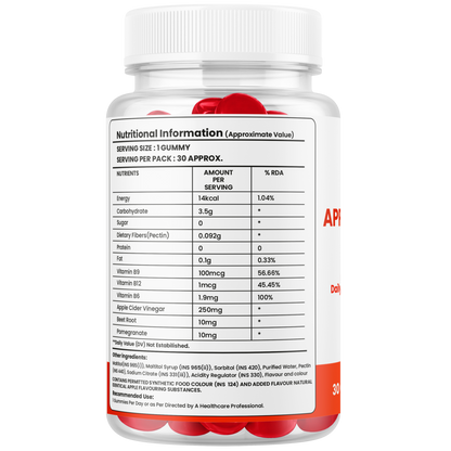 Apple Cider Vinegar Gummies with B Vitamins, Beetroot & Pomegranate – Daily Wellness Support