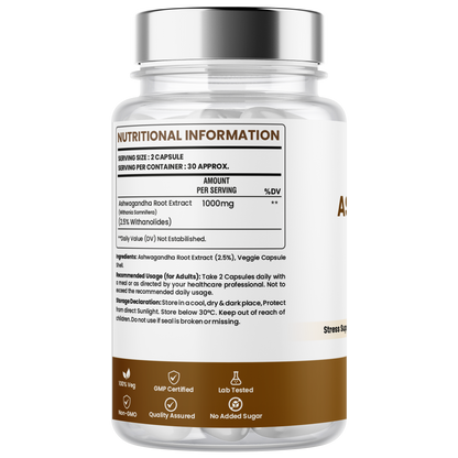 Ashwagandha Capsules 1000mg – Stress Management, Sleep & Daily Wellness Support