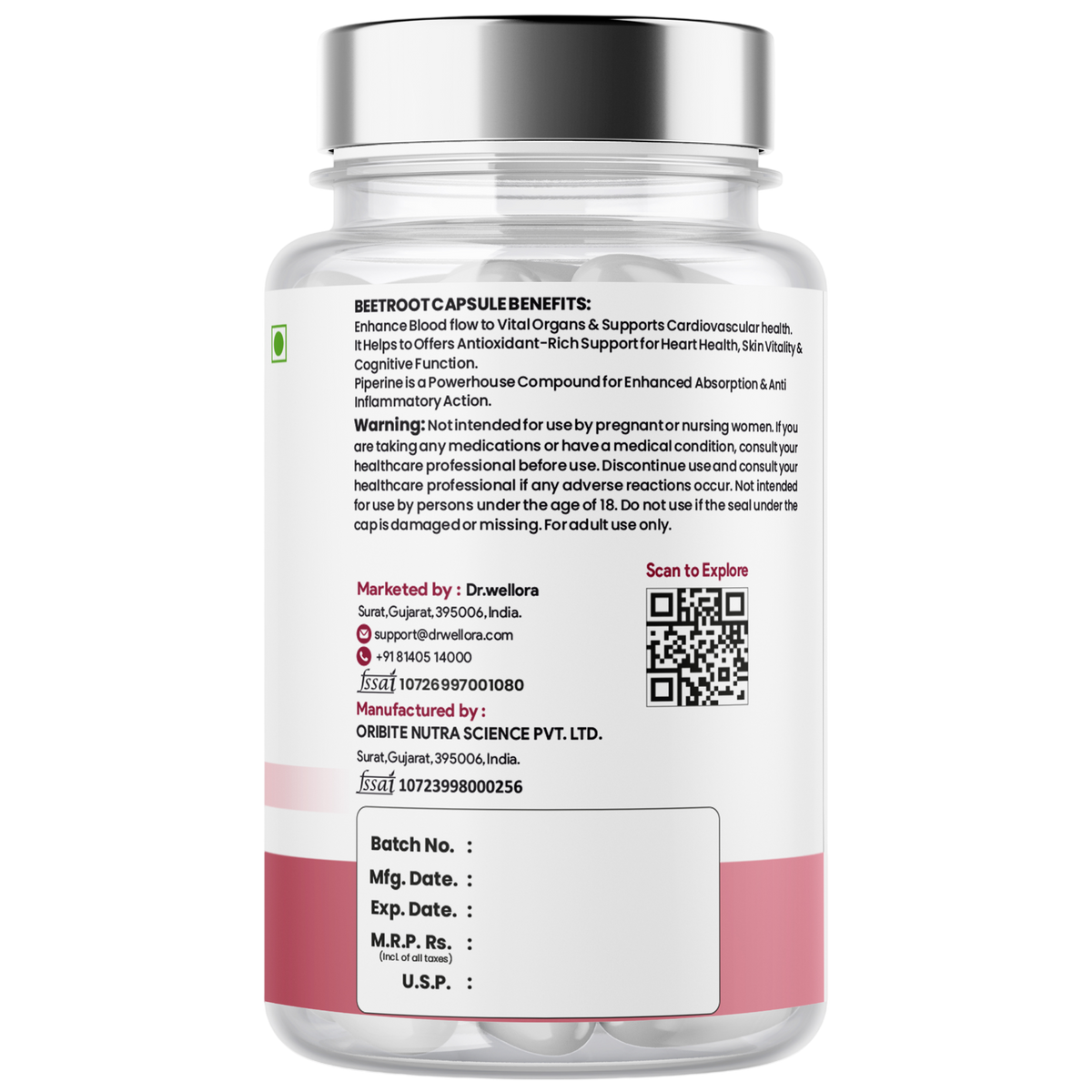 Beetroot Capsules with Beetroot Extract, Grape Seed & L-Arginine – Blood Flow & Energy Support