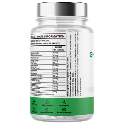 Green Superfood Capsules with Spinach, Barley Grass & Wheatgrass – Energy, Immunity & Daily Wellness
