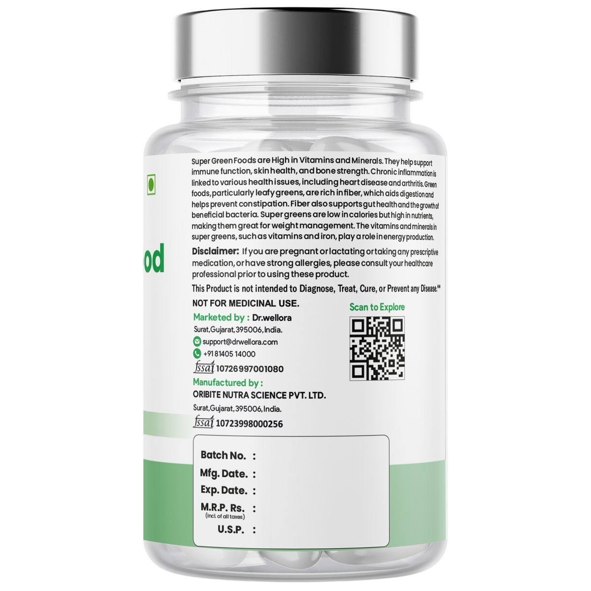 Green Superfood Capsules with Spinach, Barley Grass & Wheatgrass – Energy, Immunity & Daily Wellness