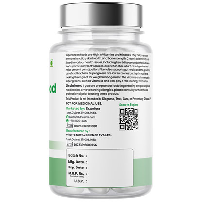 Green Superfood Capsules with Spinach, Barley Grass & Wheatgrass – Energy, Immunity & Daily Wellness