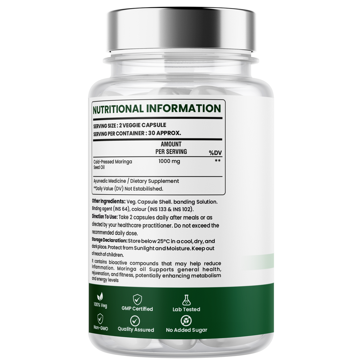 Moringa Seed Oil Capsules – Cold-Pressed Morning Glory Seed Oil for Skin, Hair & Daily Wellness