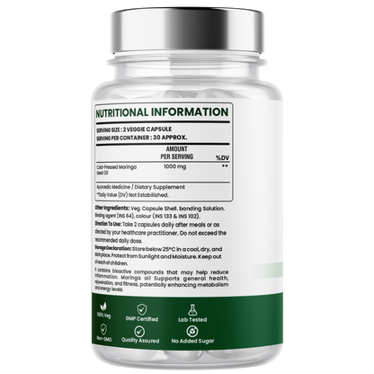Moringa Seed Oil Capsules – Cold-Pressed Morning Glory Seed Oil for Skin, Hair & Daily Wellness