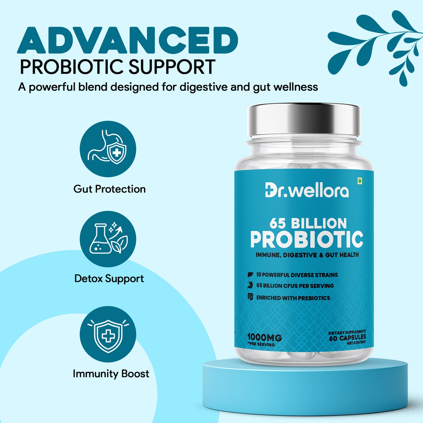 Probiotic 65 Billion Capsules – Gut Health & Immunity (60 Caps)