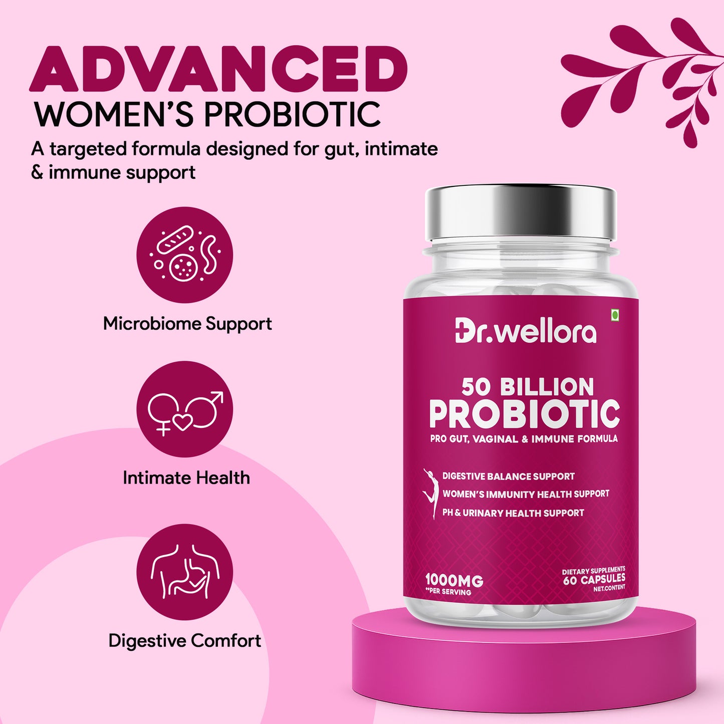 Women’s Probiotic 50 Billion – Vaginal & Gut Health (60 Caps)
