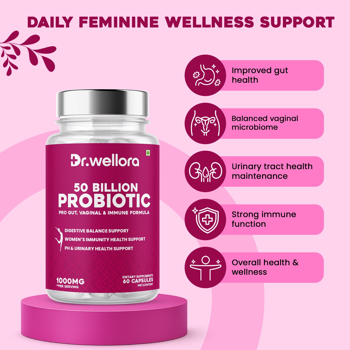 Women’s Probiotic 50 Billion – Vaginal & Gut Health (60 Caps)