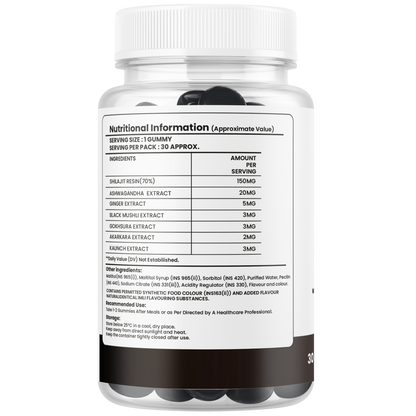 Shilajit Gummies with Ashwagandha & Botanical Extracts – Energy, Strength & Men’s Wellness Support