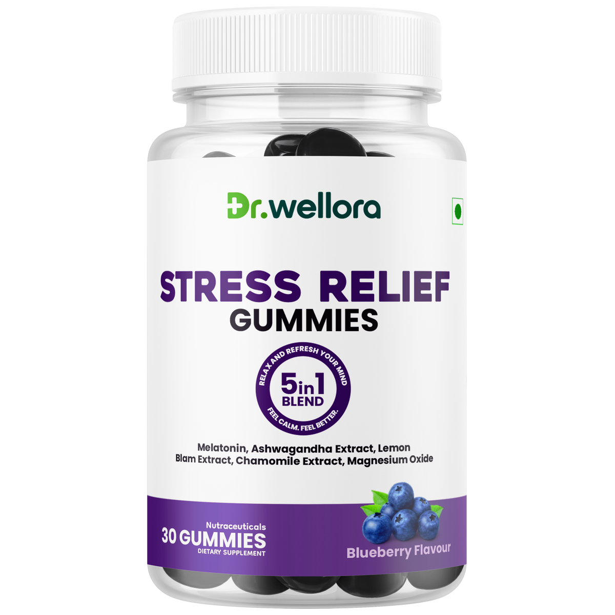 Stress Relief Gummies with Melatonin & Ashwagandha – Sleep & Relaxation Support