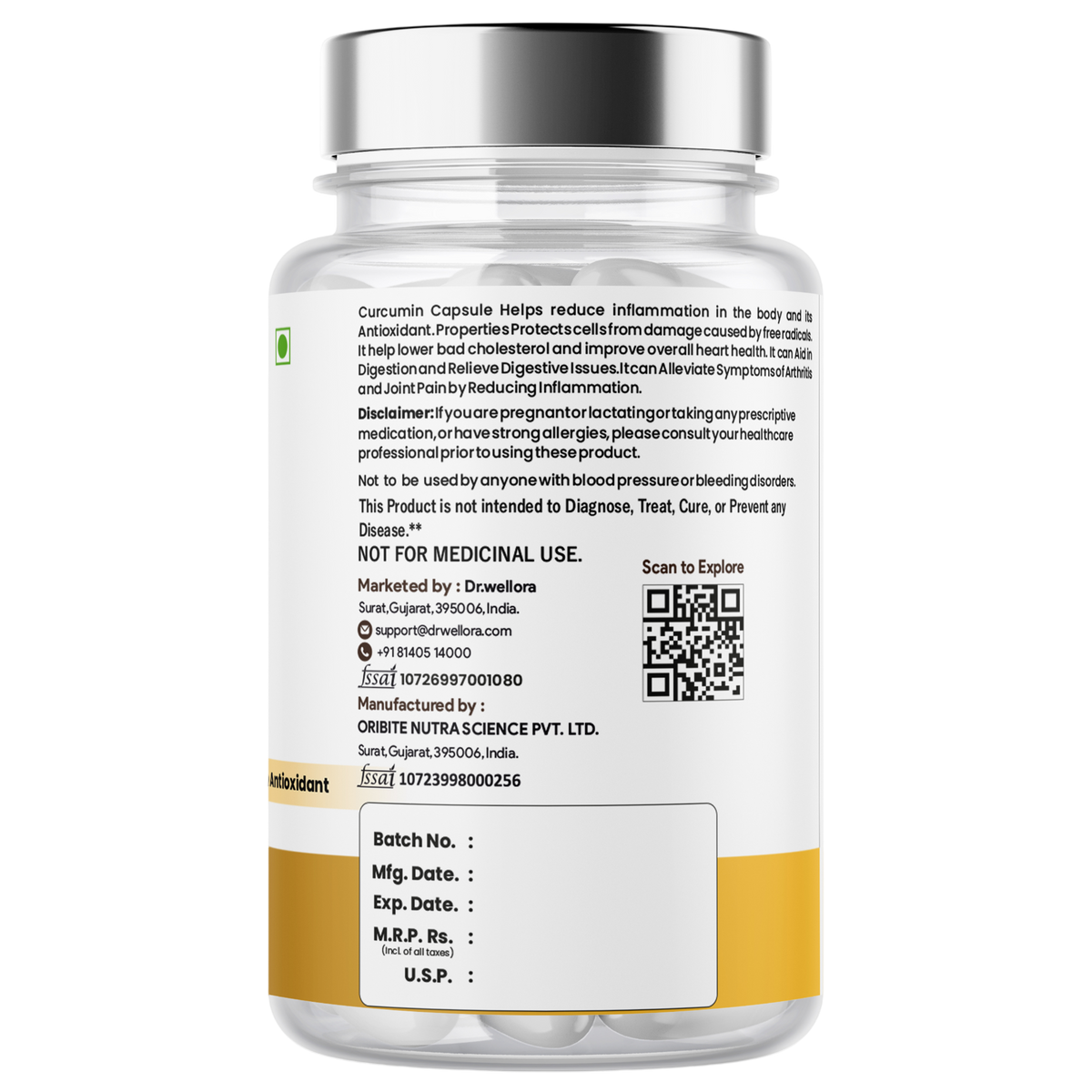 Turmeric Capsules 1000mg with Curcumin & Black Pepper Extract – Joint Comfort & Antioxidant Support