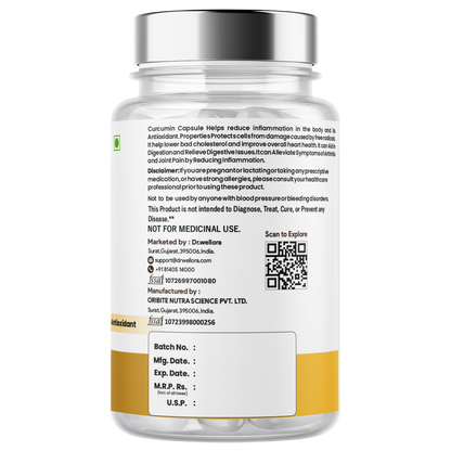 Turmeric Capsules 1000mg with Curcumin & Black Pepper Extract – Joint Comfort & Antioxidant Support