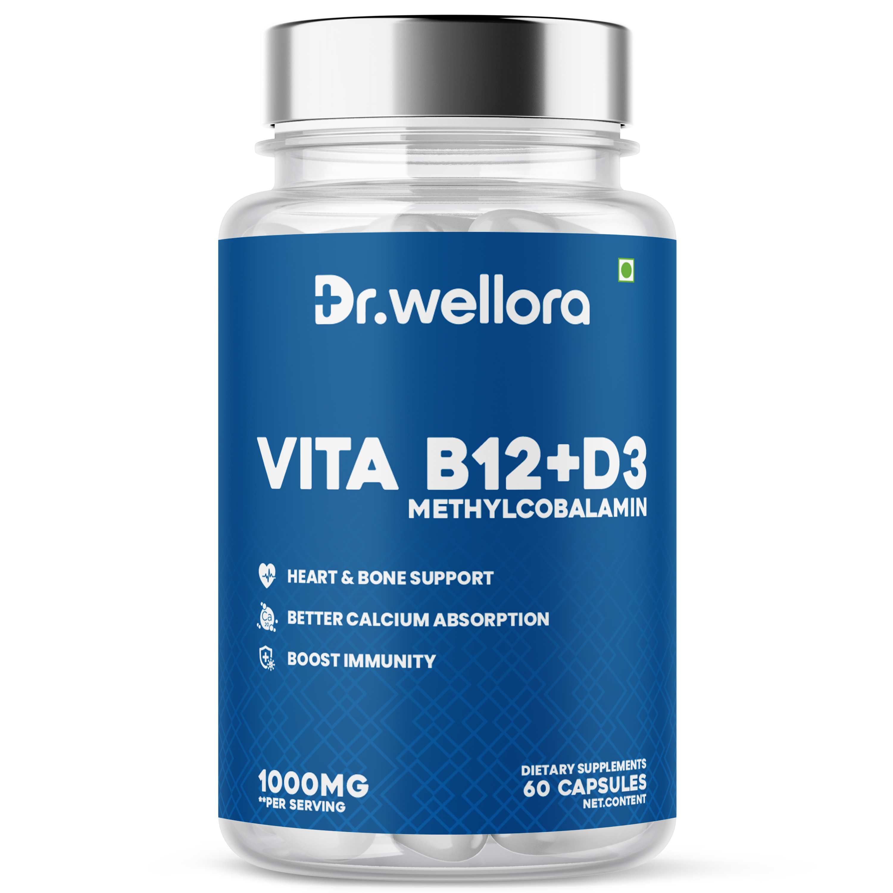 Vita B12 + D3 Capsules – Energy & Bone Support (60 Caps)