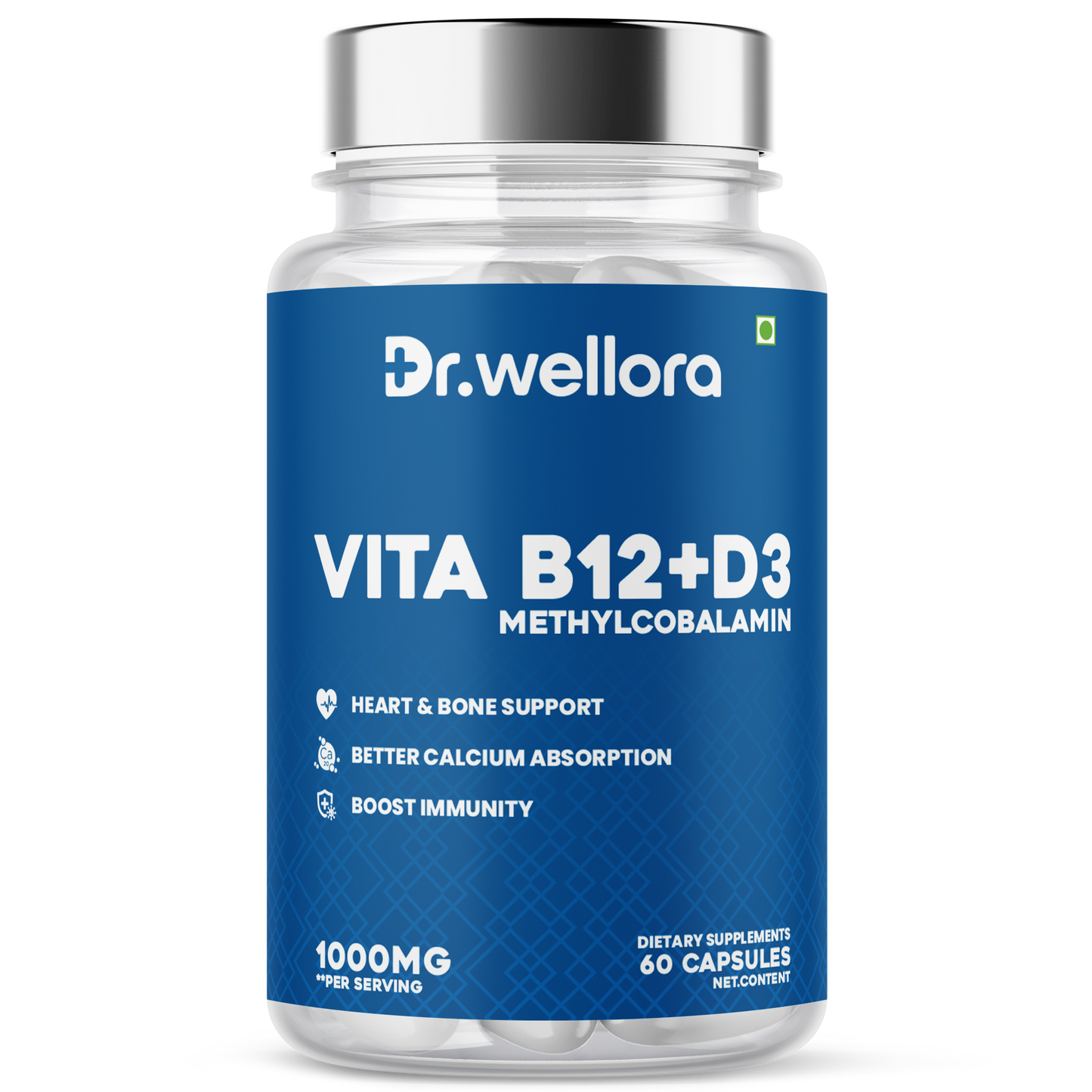 Vita B12 + D3 Capsules – Energy & Bone Support (60 Caps)